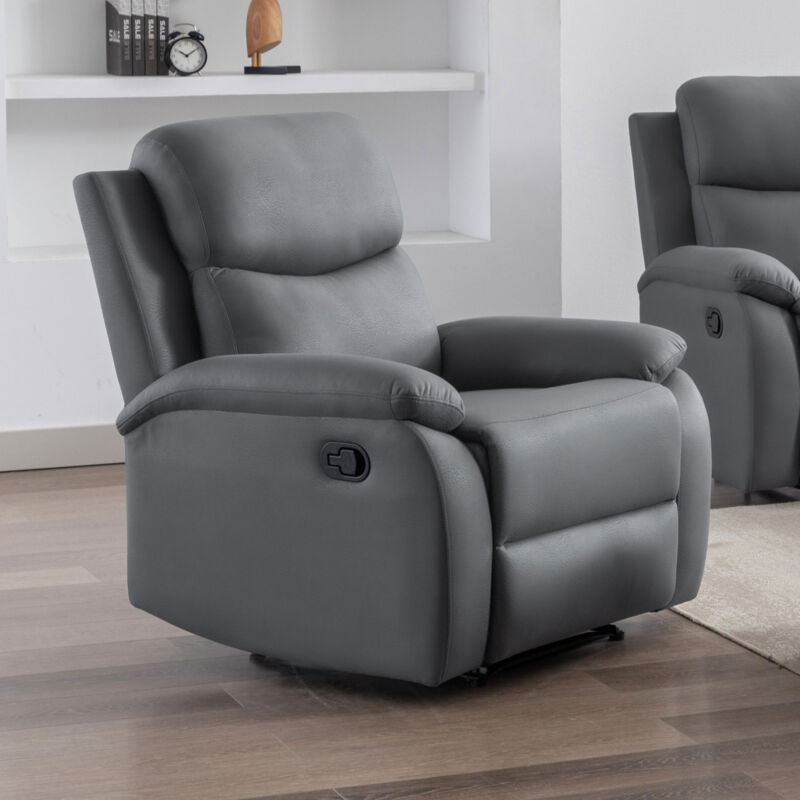 M&s - Fauteuil de relaxation manuel en pu anthracite - zolara
