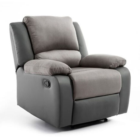 Fauteuil de Relaxation Microfibre "Polo" 96cm Gris Clair