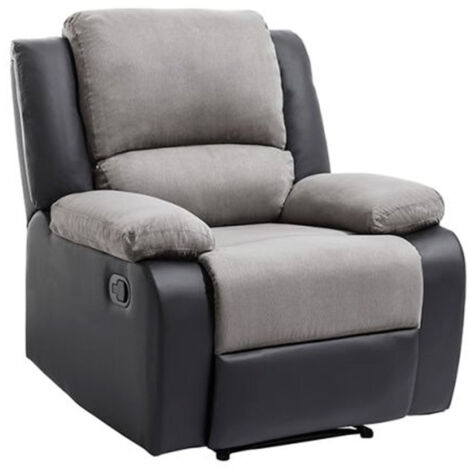 Fauteuil de Relaxation Microfibre "Polo" 96cm Gris & Noir