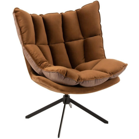 Fauteuil de relaxation pied métal noir et tissu et simili - FENIX