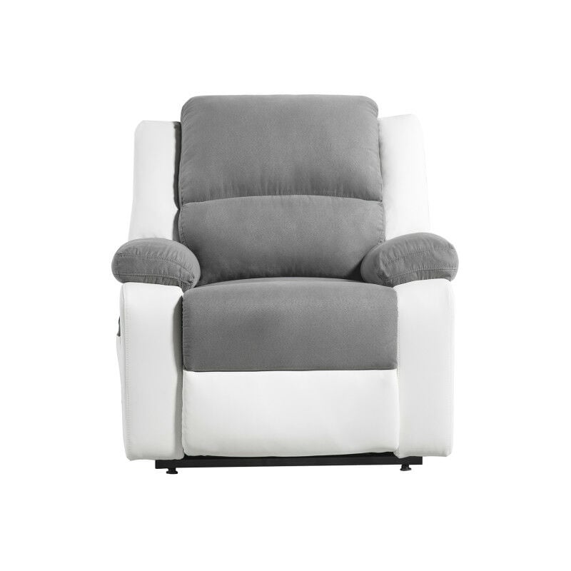 RELAXXO - Fauteuil de Relaxation Releveur électrique 1 place Microfibre / Simili LEO - Blanc et gris