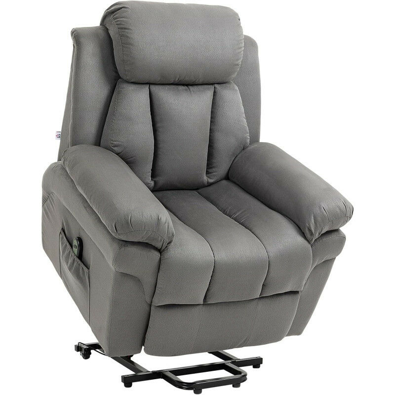 Fauteuil de Relaxation Releveur Boston avec Repose-Pieds Tissu Gris