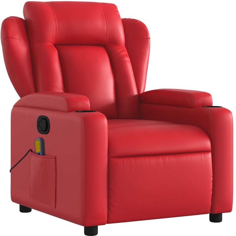 Fauteuil de relaxation tv fonction massage inclinable 6 points de massage en pvc rouge DEC027104