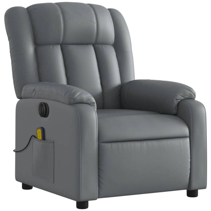 Fauteuil de relaxation TV fonction massage inclinable électrique 6 points de massage en PVC gris DEC027172