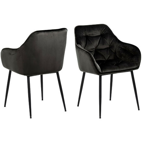 Fauteuil de salle à manger en velours et métal (lot de 2) - TERI