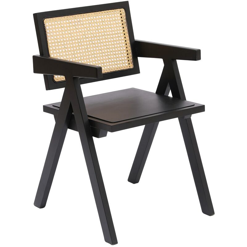 Nordlys - Chaise de Salle a Manger Scandinave en Bois Dossier Rotin Cannage