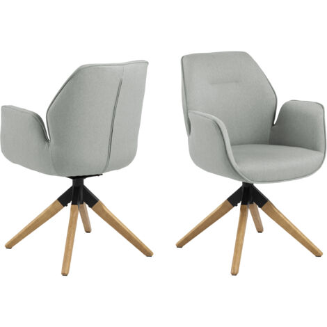 Fauteuil de salle à manger tissu et bois clair - RUBEN
