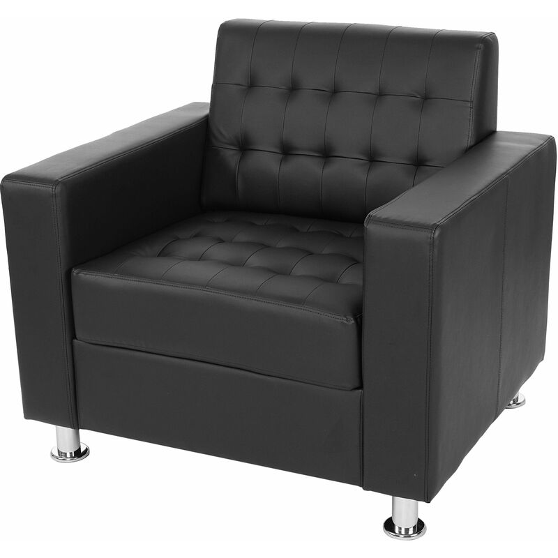 Décoshop26 - Fauteuil de salle d'attente lounge salon en synthétique noir pieds en métal 040003124