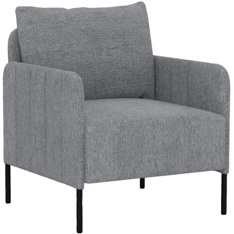 Fauteuil de Salon, Canapé Simple en Chenille avec Coussin, Chaise de Lecture Moderne avec Pieds Réglables, pour Chambre, Bureau, Gris