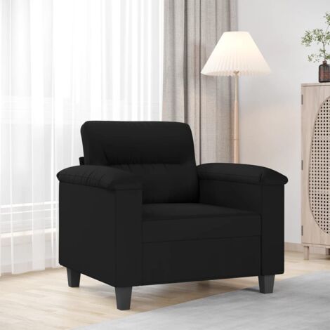 Fauteuil de salon, Chaise de canapé noir 60 cm tissu microfibre WFE729730 DESIGN IN