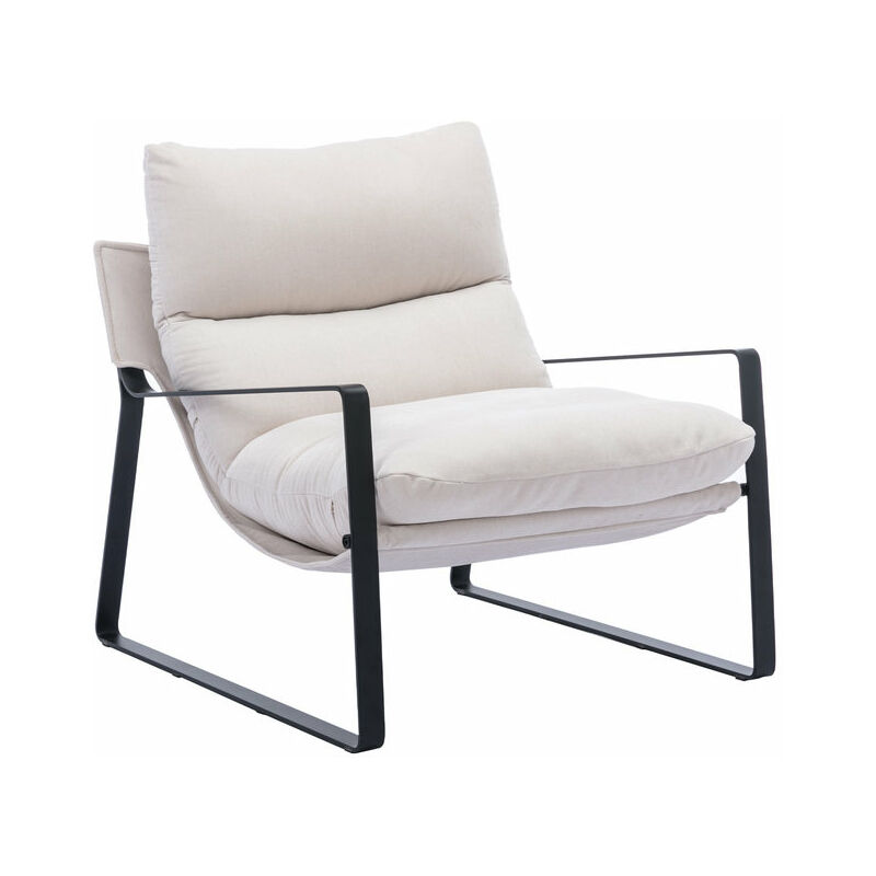 Fauteuil de Salon Confortable Chaise Relaxant avec Siège Épais Fauteuil Lounge de Structure Métal, Chenille, Beige - Beige