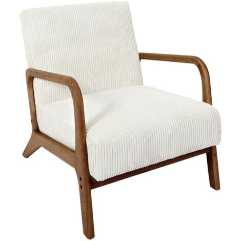 ATMOSPHERA Fauteuil De Salon Côtelé Scott Beige - Home Deco Factory