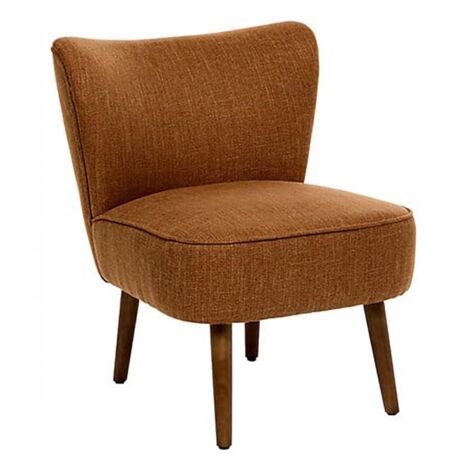 Fauteuil de salon crapaud scandinave avec pieds en bois, coloris ambre- Longueur 57 x Profondeur 69 x Hauteur 72,5 cm