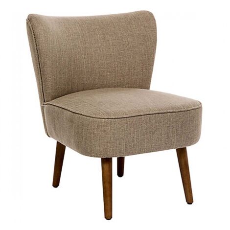 Fauteuil de salon crapaud scandinave avec pieds en bois, coloris beige - Longueur 57 x Profondeur 69 x Hauteur 72,5 cm