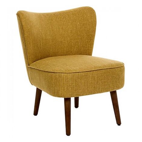 Fauteuil de salon crapaud scandinave avec pieds en bois, coloris ocre - Longueur 57 x Profondeur 69 x Hauteur 72,5 cm