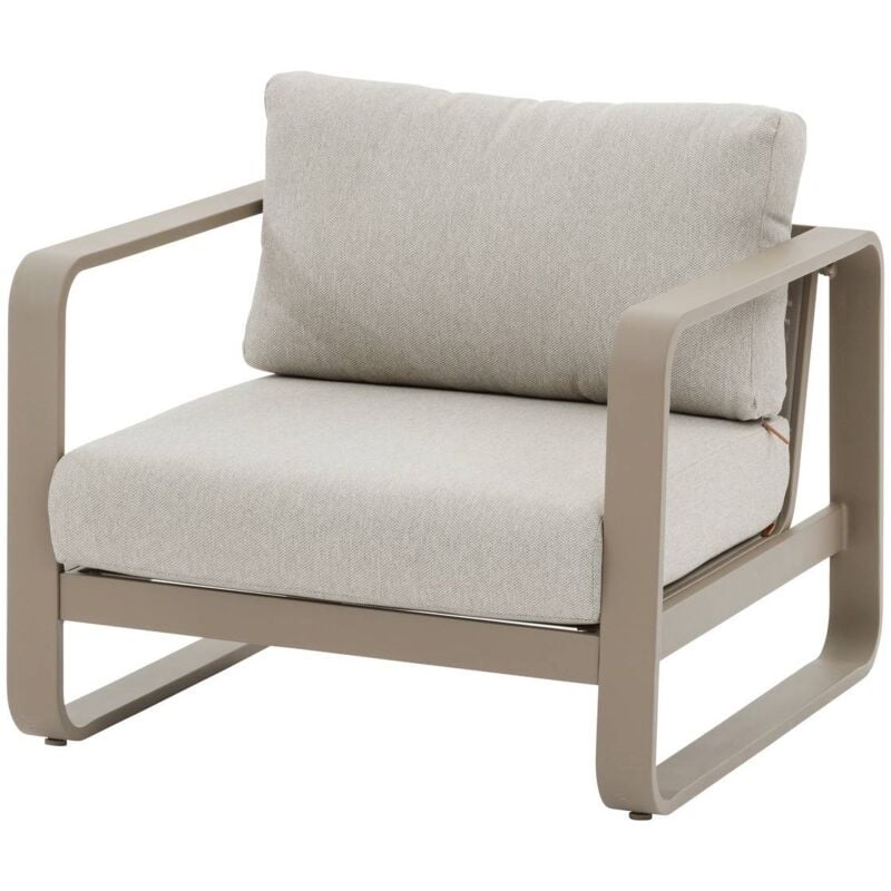 Fauteuil de salon de jardin Domilly café aluminium et oléfine - Hespéride