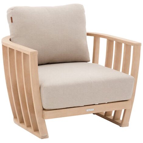 Fauteuil de salon de jardin Lemindo eucalyptus & beige polyester et eucalyptus - Hespéride