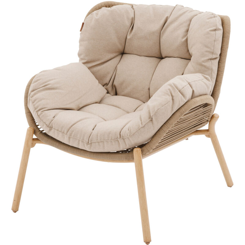 Fauteuil de jardin avec coussin, techorattan, MELOANE