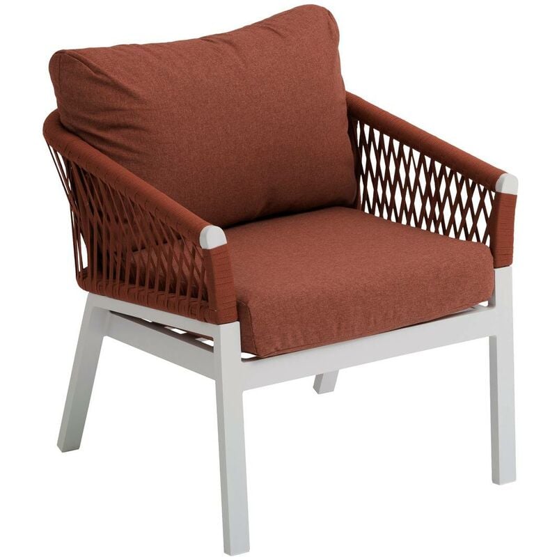 Hesperide - Fauteuil de salon de jardin Oriengo brique & blanc en aluminium traité époxy - Hespéride