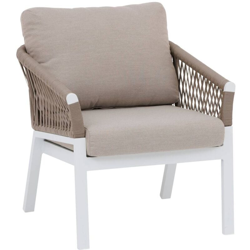 Hesperide - Fauteuil de salon de jardin Oriengo taupe & blanc en aluminium traité époxy - Hespéride