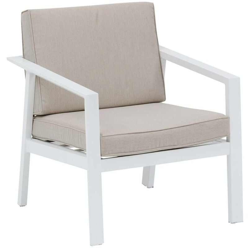 Fauteuil de salon de jardin Pavane blanc en aluminium traité époxy - Hespéride