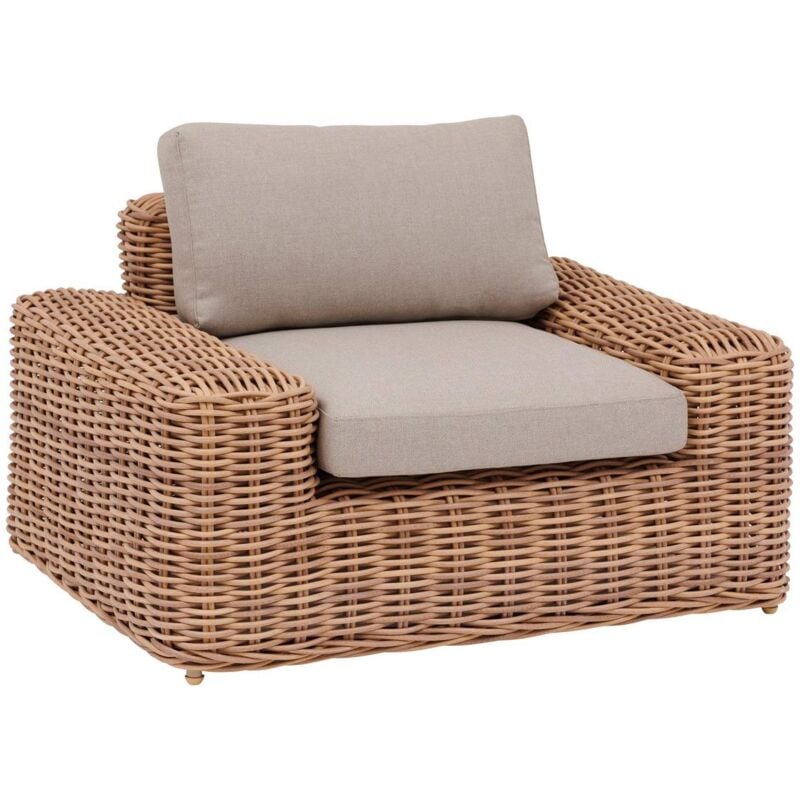 Fauteuil de salon de jardin Savinia tahini en aluminium traité époxy - Hespéride