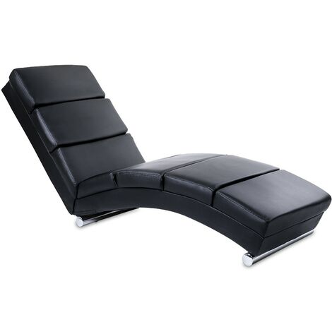 MIADOMODO® Chaise Longue de Relaxation - Ergonomique, en Simili Cuir, Noir, 154.5 x 51 x 73 cm - Fauteuil Relax pour Intérieur, Salon, Chambre