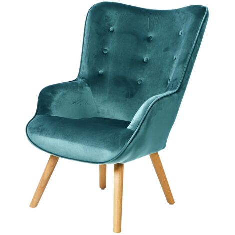 Fauteuil De Salon En Velours Bleu Nuit Home Deco Factory