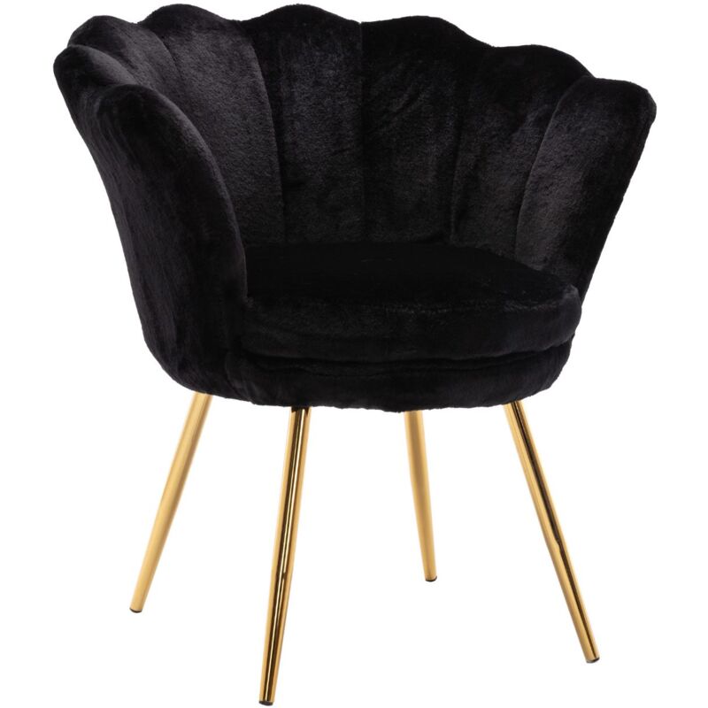 Wahson Office Chairs - Fauteuil relax Fauteuil en Velours Fauteuil de Salon Chaise Coquillage, Fauteuil Scandinave pour Chambre et Salon, Noir