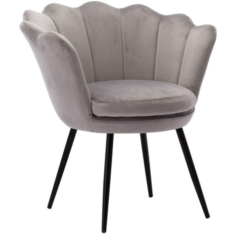 Wahson Office Chairs - Fauteuil relax Fauteuil en Velours Fauteuil de Salon Chaise Coquillage, Fauteuil Scandinave pour Chambre, Gris