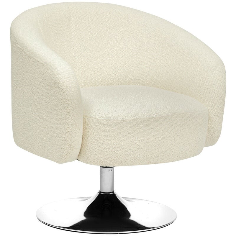 Fauteuil de salon en velours coloris blanc - longueur 65 x Profondeur 66 x Hauteur 73 cm Pegane