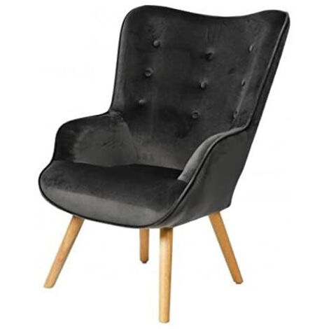 Fauteuil De Salon En Velours Gris Foncé Home Deco Factory