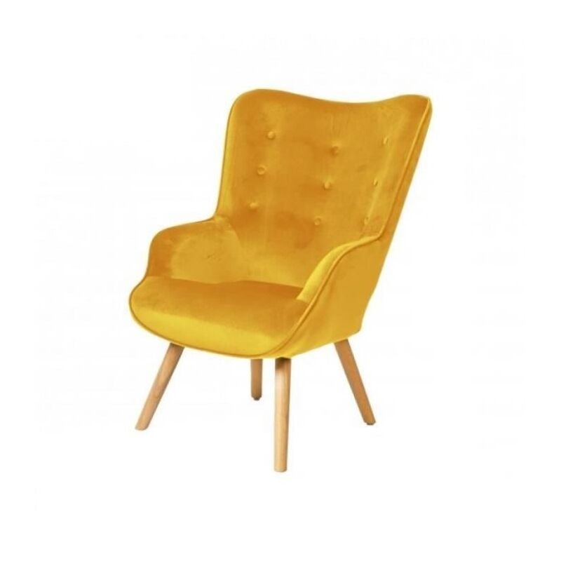 The Home Deco Factory - Fauteuil De Salon En Velours Jaune Home Deco Factory