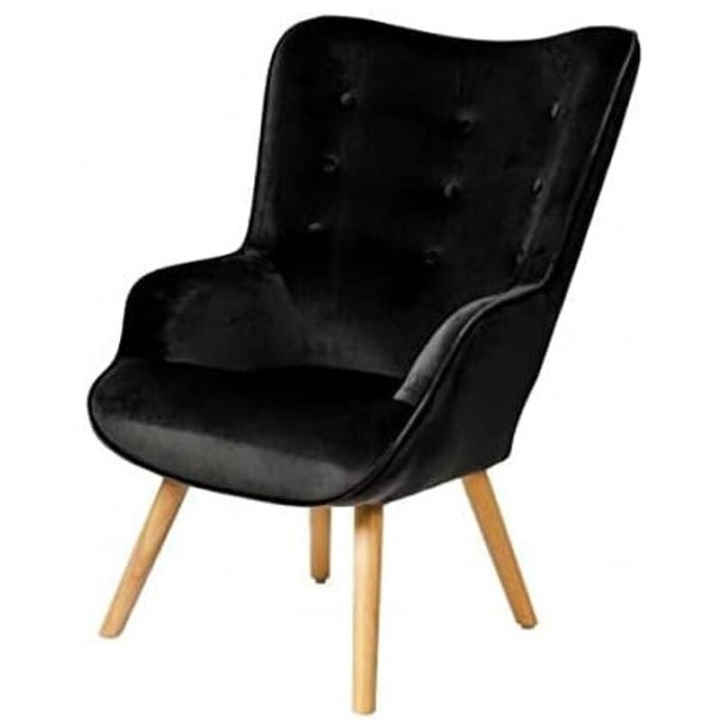 Fauteuil De Salon En Velours Noir Home Deco Factory