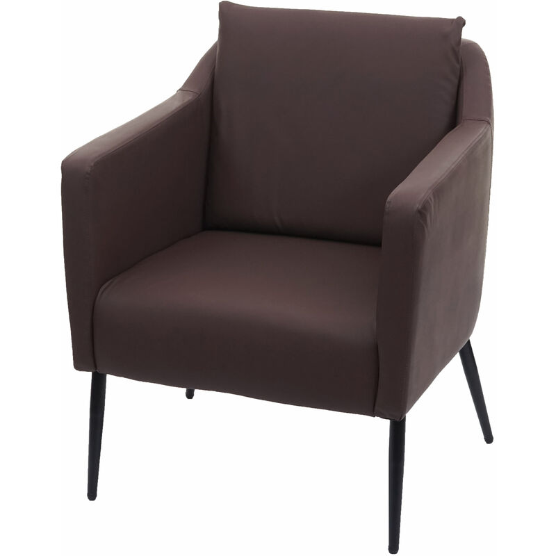 hhg - fauteuil de salon 707a, fauteuil cocktail relax ~ similicuir marron