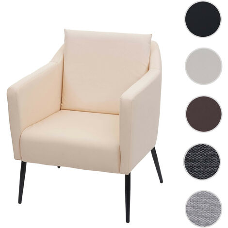 Fauteuil de salon HWC-H93a, fauteuil cocktail fauteuil relax fauteuil - Tissu/Textile crème-beige