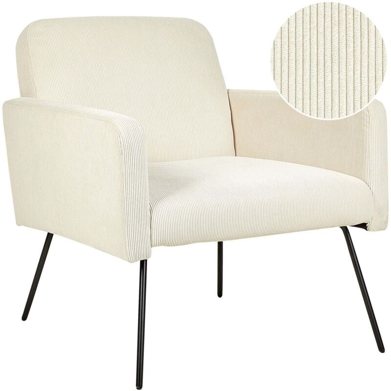 Fauteuil de Salon Moderne et Rétro Pied en Métal Noir Velours Beige Narken