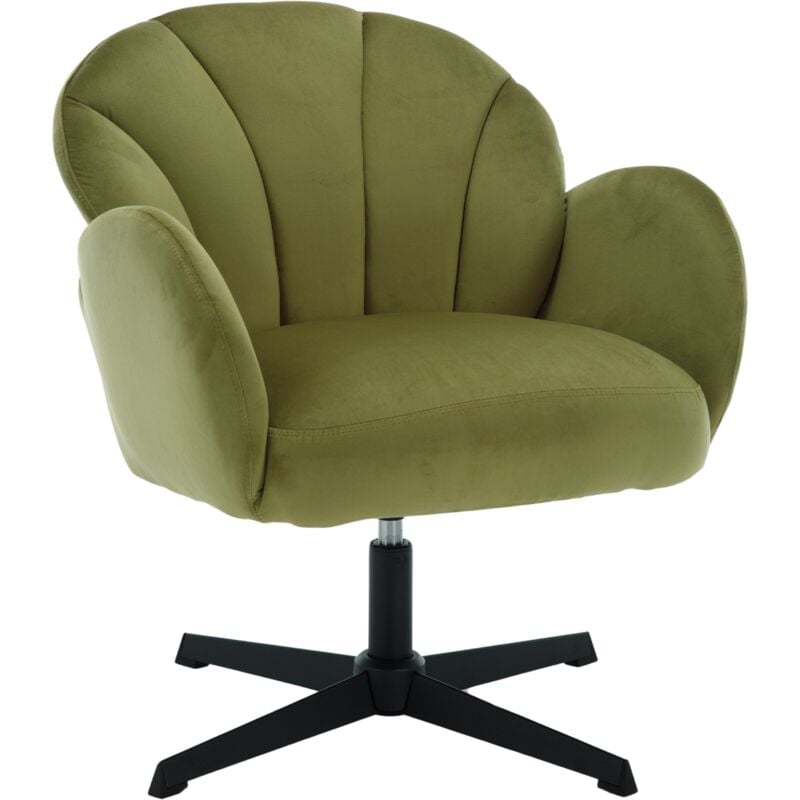 Fauteuil de Salon en Velours Fauteuil Crapaud Confortable Pied Pivotant Fauteuil Coquillage Siège Rembourée Fauteuil Coiffeuse pour Salon, Vert