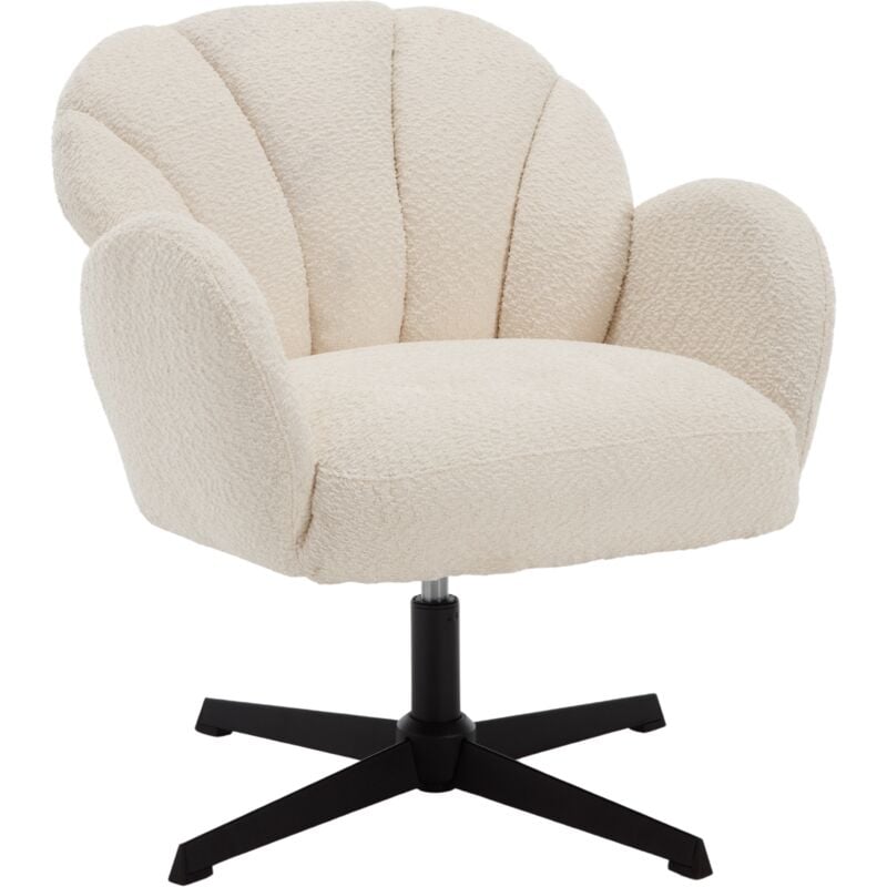 Fauteuil de Salon en Fausse Fourrure Fauteuil Crapaud Confortable Pied Pivotant Fauteuil Coquillage Siège Rembourée Fauteuil Coiffeuse pour Salon,