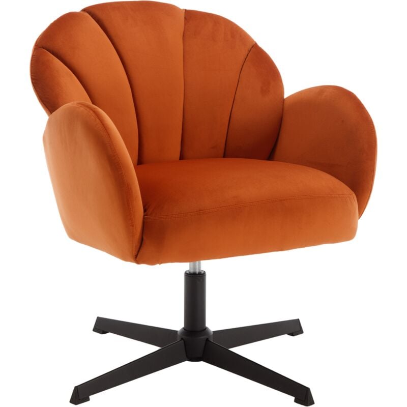Fauteuil de Salon en Velours Fauteuil Crapaud Confortable Pied Pivotant Fauteuil Coquillage Siège Rembourée Fauteuil Coiffeuse pour Salon, Orange
