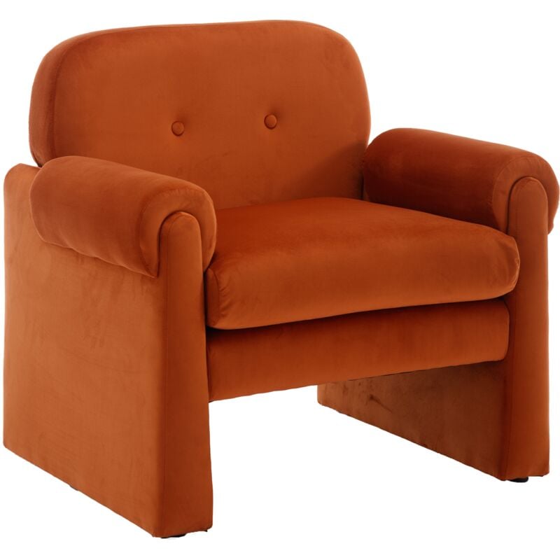 Fauteuil relax, Fauteuil de Salon Moderne Fauteuil Craupaud Adulte Fauetuil en Velours avec Coussin épais, Fauteuil pour Salon, Orange