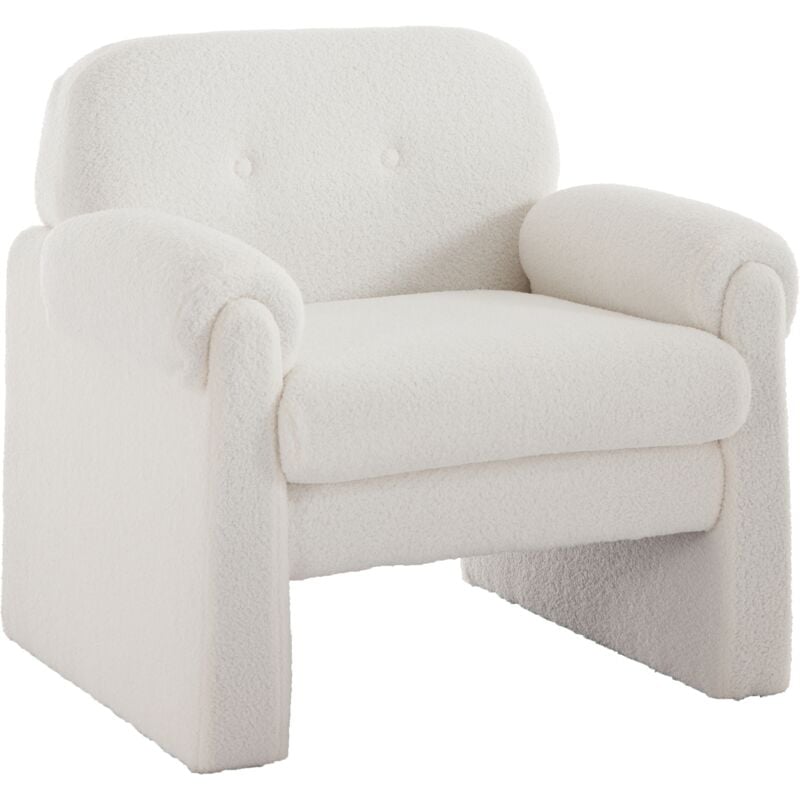 Fauteuil relax, Fauteuil de Salon Moderne Fauteuil Craupaud Adulte Fauetuil en Bouclette avec Coussin épais, Fauteuil pour Salon, Blanc
