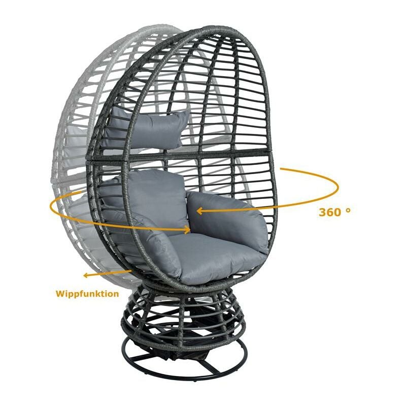 Fauteuil de salon poly rotin Fauteuil pivotant en rotin relax Chaise anthracite