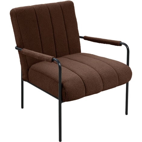 Fauteuil de salon SVITA KYLE Chaise rembourrée Chaise d'appoint Salon avec accoudoirs Marron