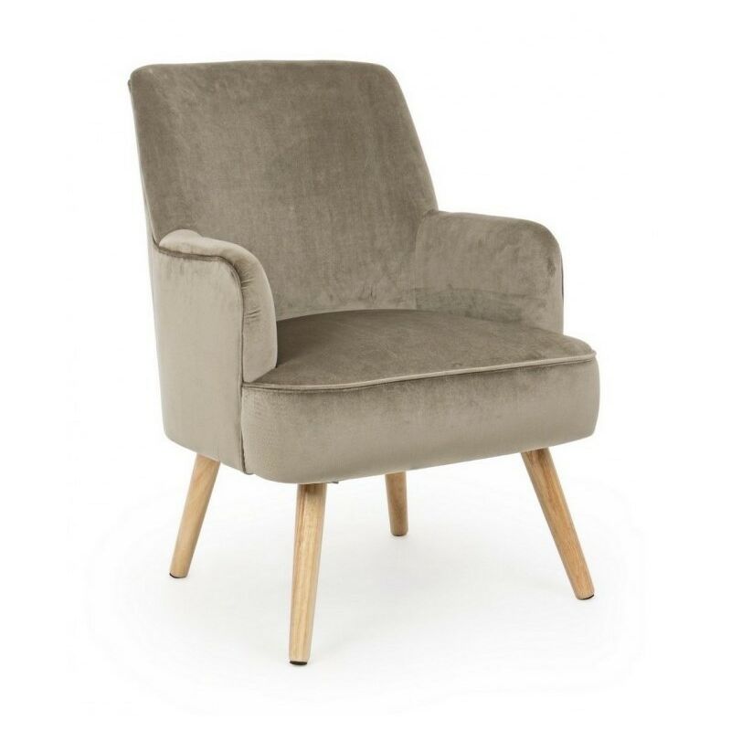 Bizzotto - Fauteuil de salon vintage en velours Tortora ADELINE 60x67x h79 cm