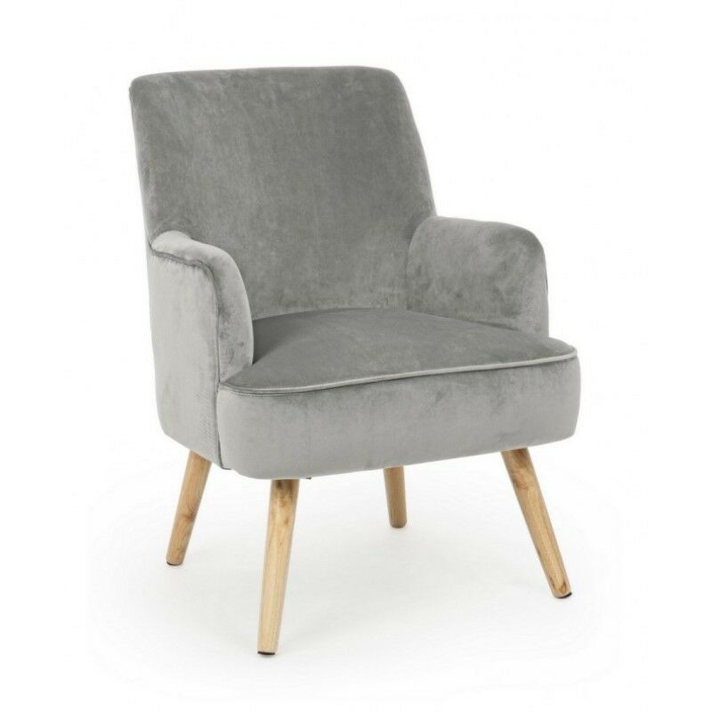 Yes Everyday - Fauteuil de salon vintage en velours gris adeline 60x67x h79 cm