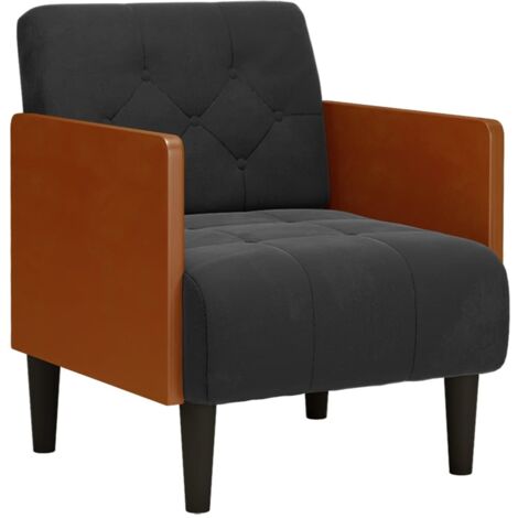 Fauteuil de Salon,Chaise,Fauteuil avec accoudoirs noir 55 cm velours CFW783410
