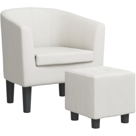 Fauteuil de Salon，Chaise，Fauteuil avec repose-pied blanc similicuir CFW368275