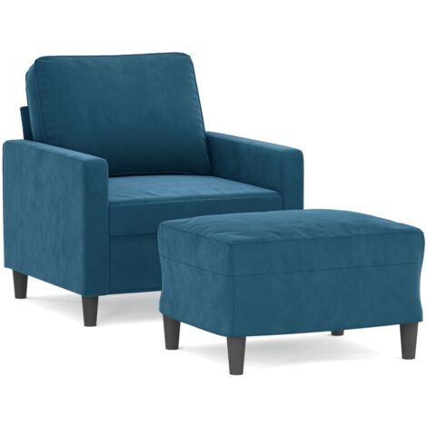 Fauteuil de Salon，Chaise，Fauteuil avec repose-pied Bleu 60 cm Velours CFW200947