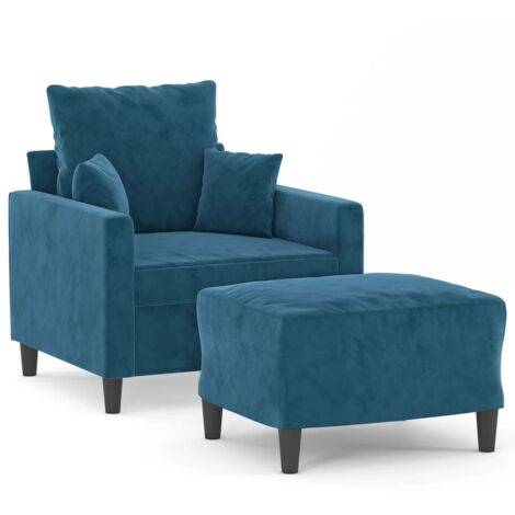 Fauteuil de Salon，Chaise，Fauteuil avec repose-pied Bleu 60 cm Velours CFW279131